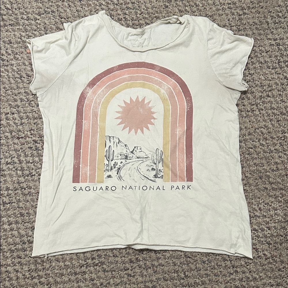 Grayson Threads Cream and Pink Saguaro Tee